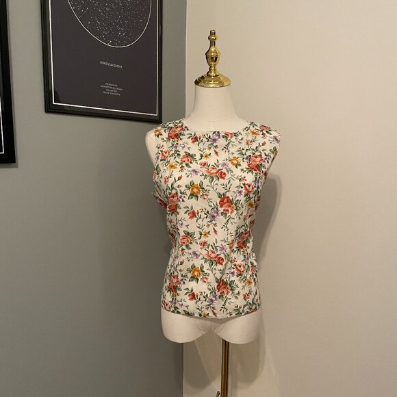 Vintage-Inspired Handmade Floral Sleeveless Top - Picture 1 of 2